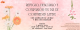 Pink background with white and orange flowers on the left side, and pink flowers on the right side. The text is in the center and shows the name and time of the event.