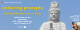 Background of a blue sky and the head and shoulders of a stone bodhisattva statue. Yellow text shows the name of the class. White text shows the time of the class and the teacher name. The teacher's picture is shown - Mushim Ikeda, a Japanese American woman with short gray hair and glasses.