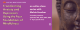 Purple background with light pink text that gives the name and time of the class, along with the teacher's name. On the right side is a photo of half of a stone Buddha's face, with eyes closed.